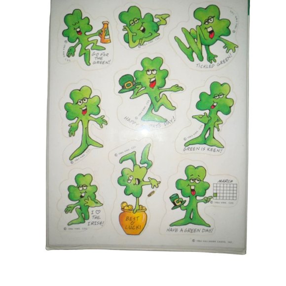 Vintage NIP Hallmark 1984 St Patricks Day Stickers 4 Leaf Clover 4 Sheets - Picture 3 of 6
